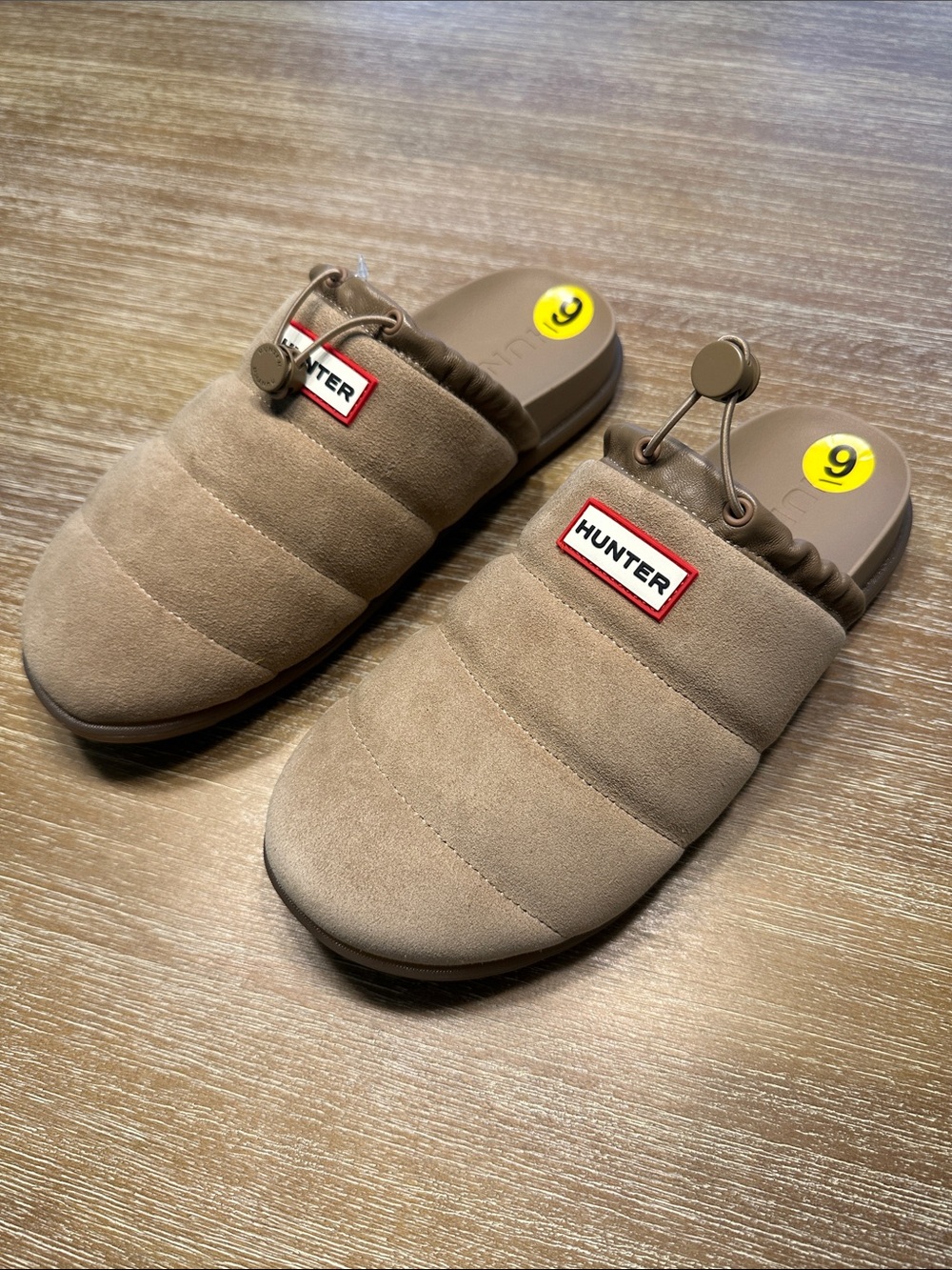NWOT Hunter Madison Insulated Water-Resistant Mule Suede Beige Taupe Tan 9
